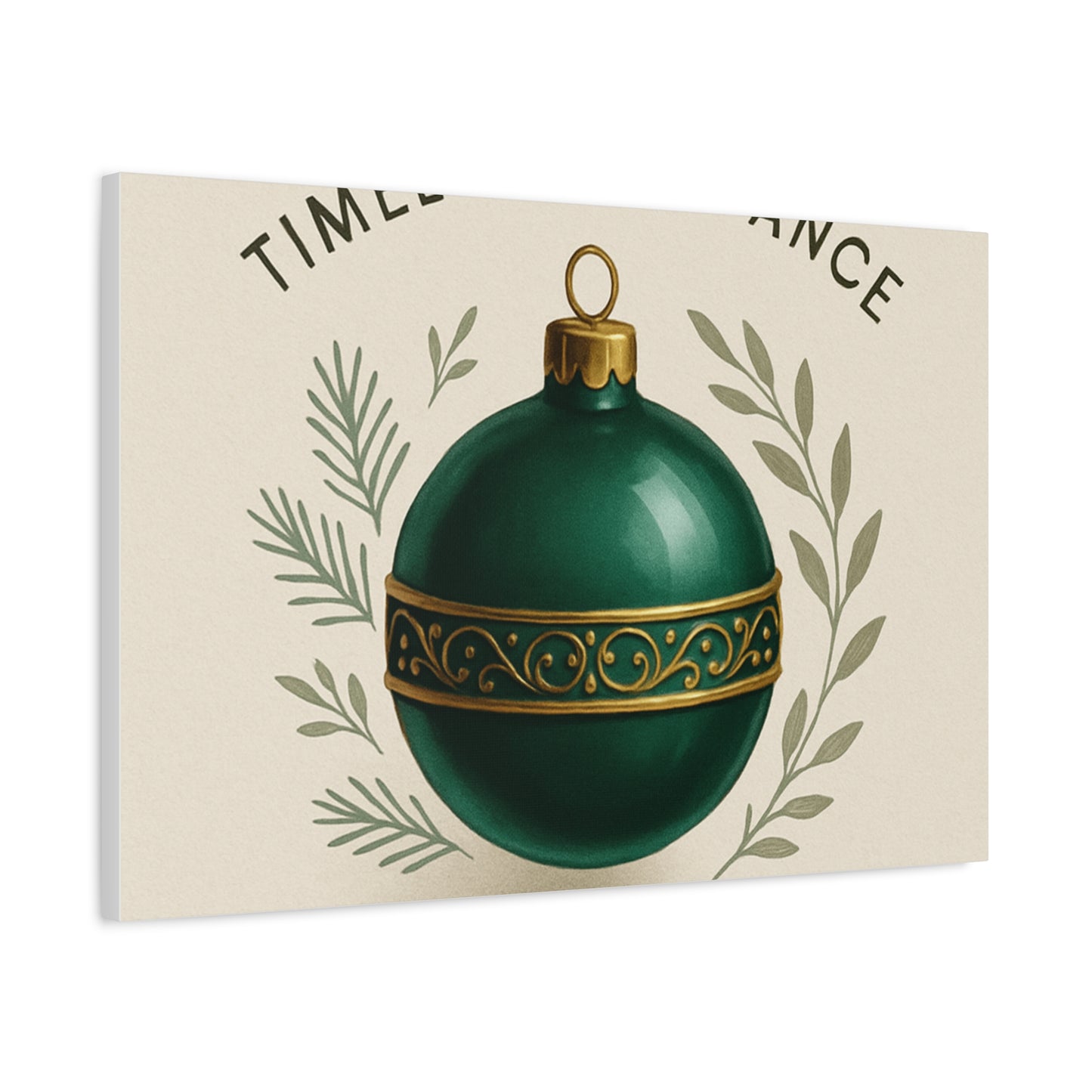 Canvas Wall Art — "Timeless Elegance" Green Ornament Holiday Decor