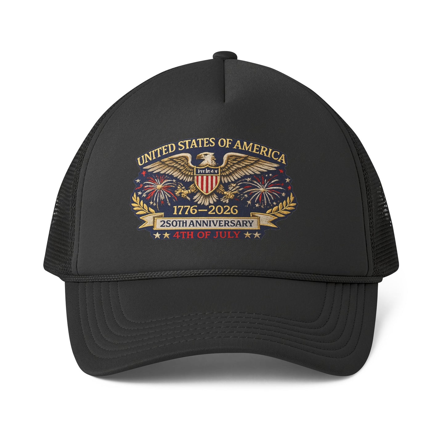 America 250th Anniversary 4th of July Patriotic Trucker Hat | USA Eagle Cap