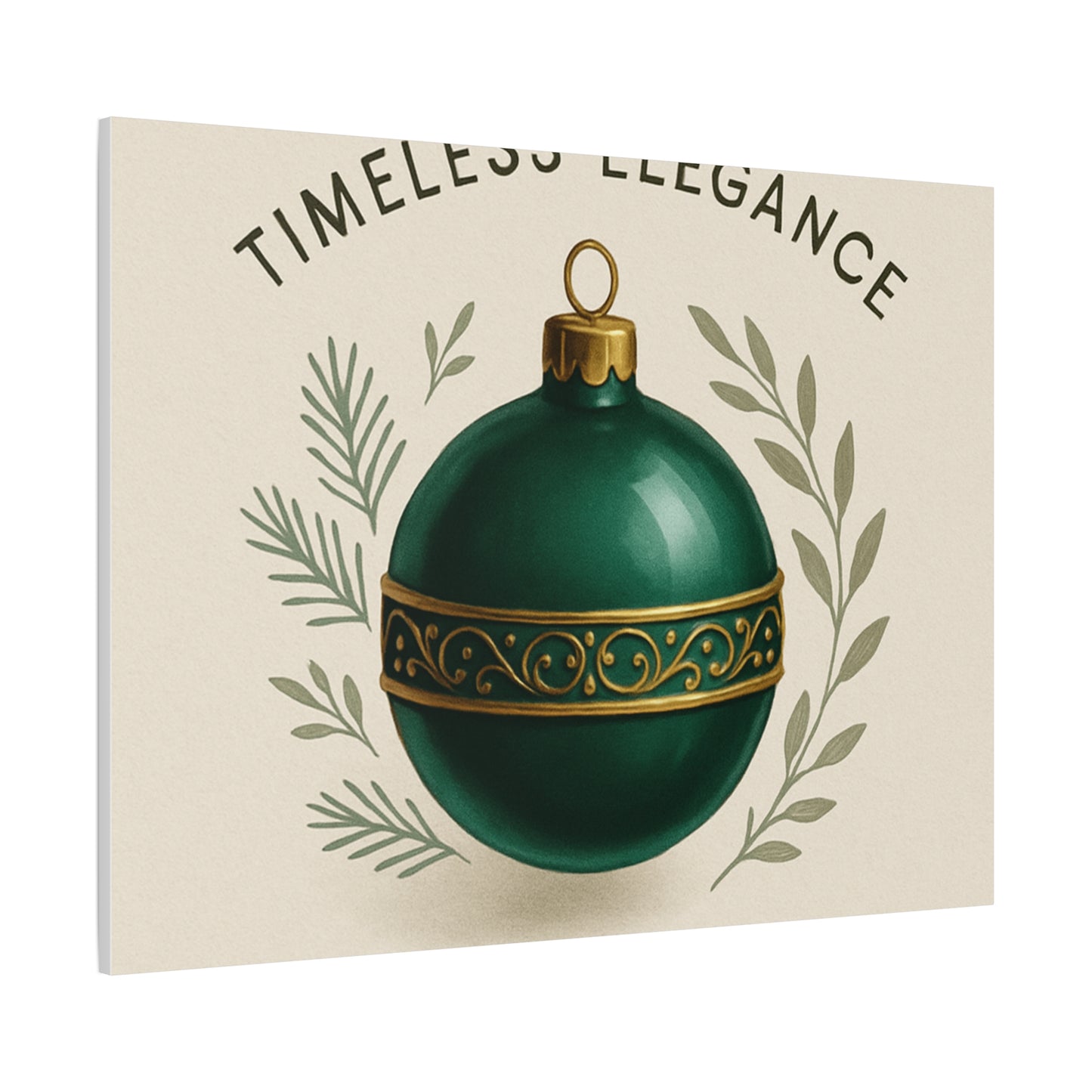 Canvas Wall Art — "Timeless Elegance" Green Ornament Holiday Decor
