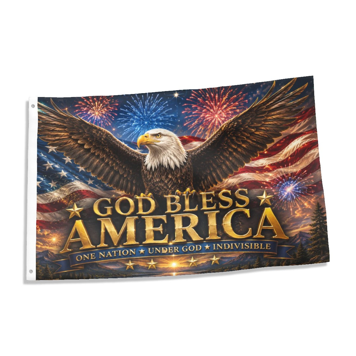 God Bless America Double-Sided Patriotic Flag | Outdoor Garden & House Flag | American Eagle