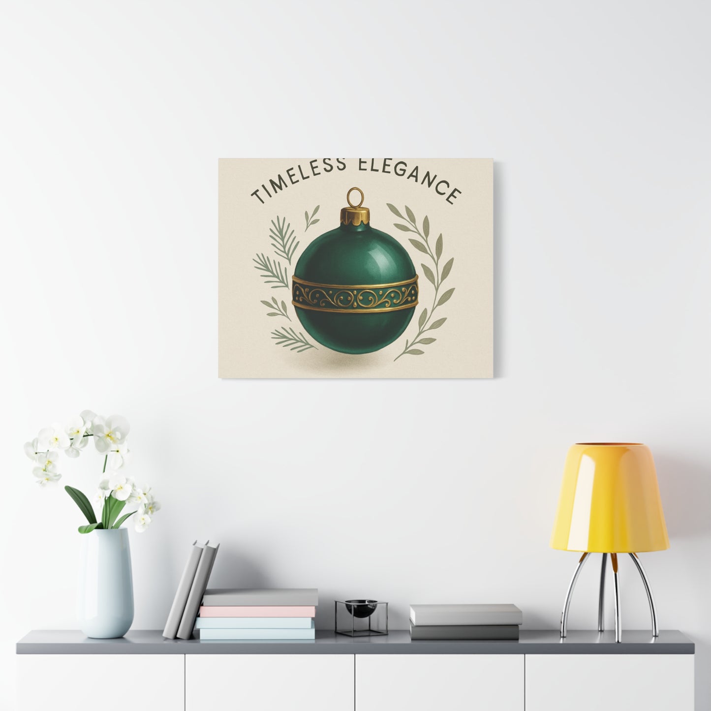 Canvas Wall Art — "Timeless Elegance" Green Ornament Holiday Decor