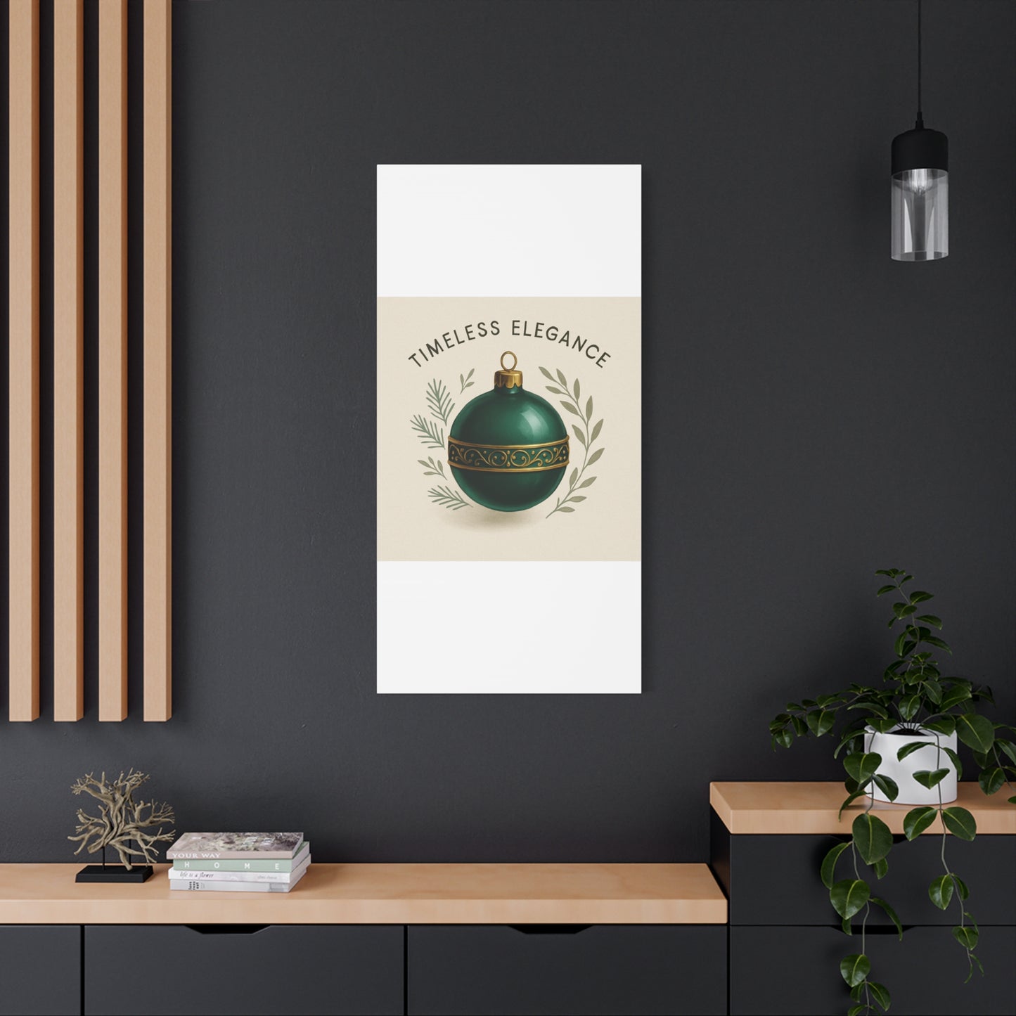 Canvas Wall Art — "Timeless Elegance" Green Ornament Holiday Decor