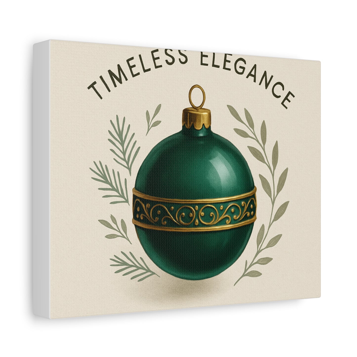 Canvas Wall Art — "Timeless Elegance" Green Ornament Holiday Decor