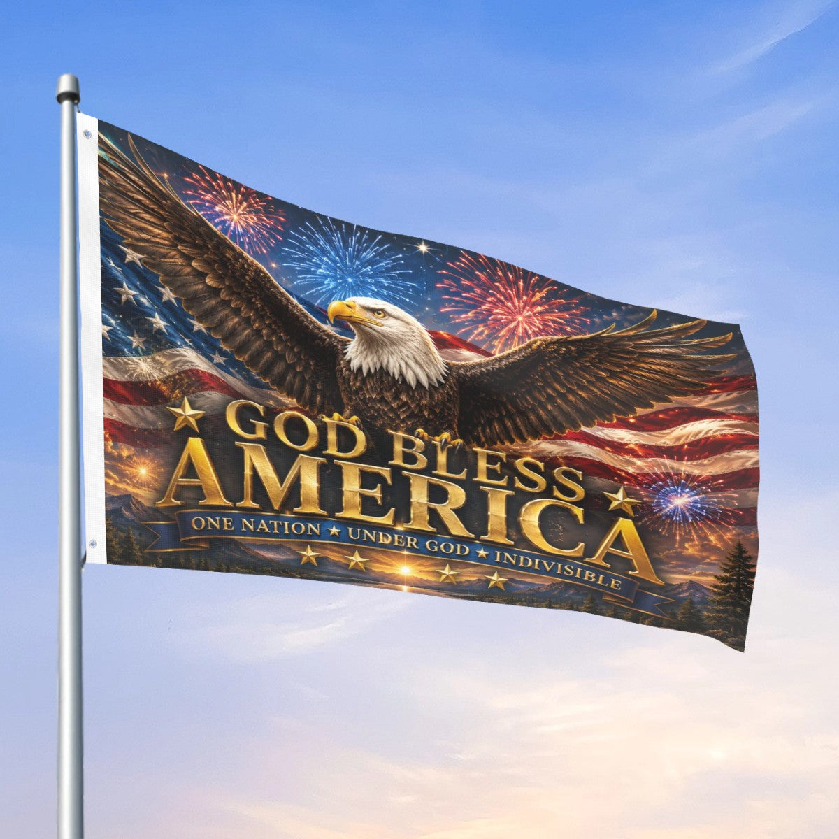 God Bless America Double-Sided Patriotic Flag | Outdoor Garden & House Flag | American Eagle