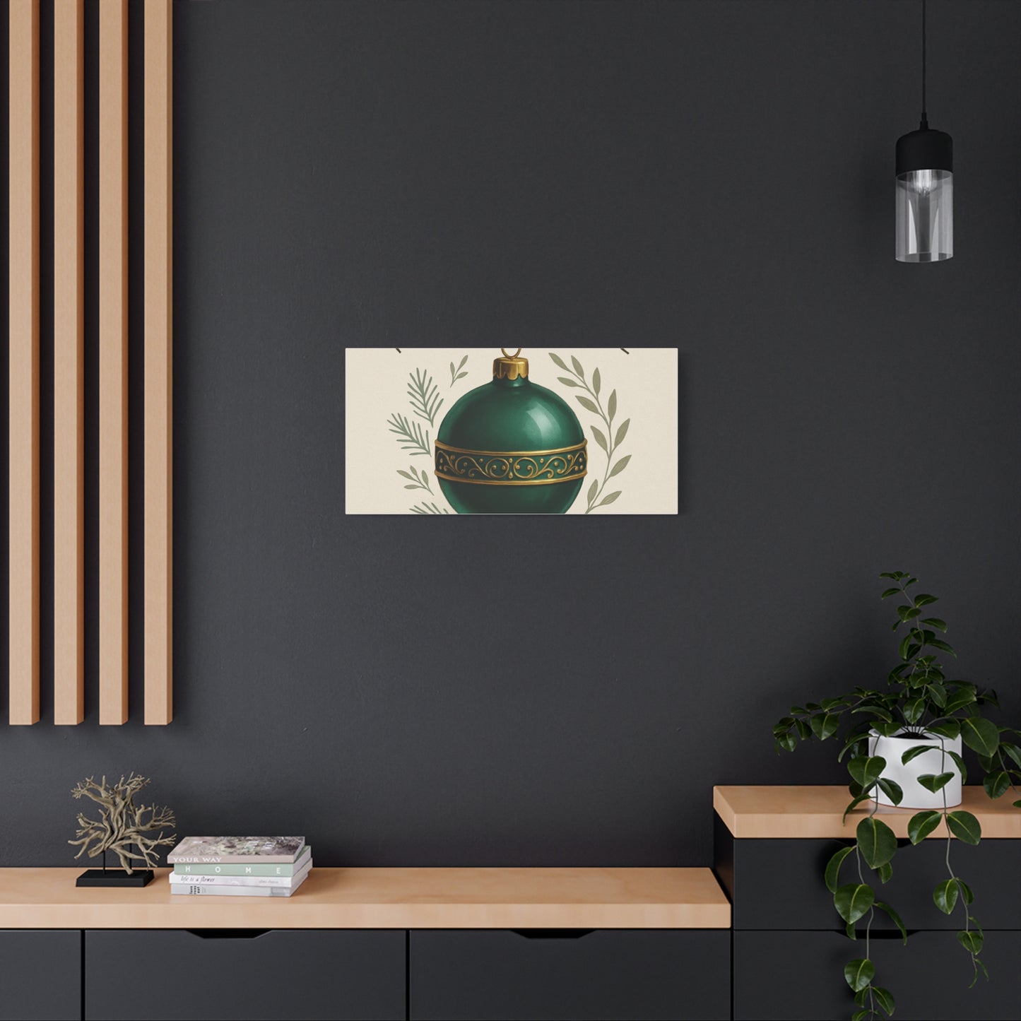 Canvas Wall Art — "Timeless Elegance" Green Ornament Holiday Decor