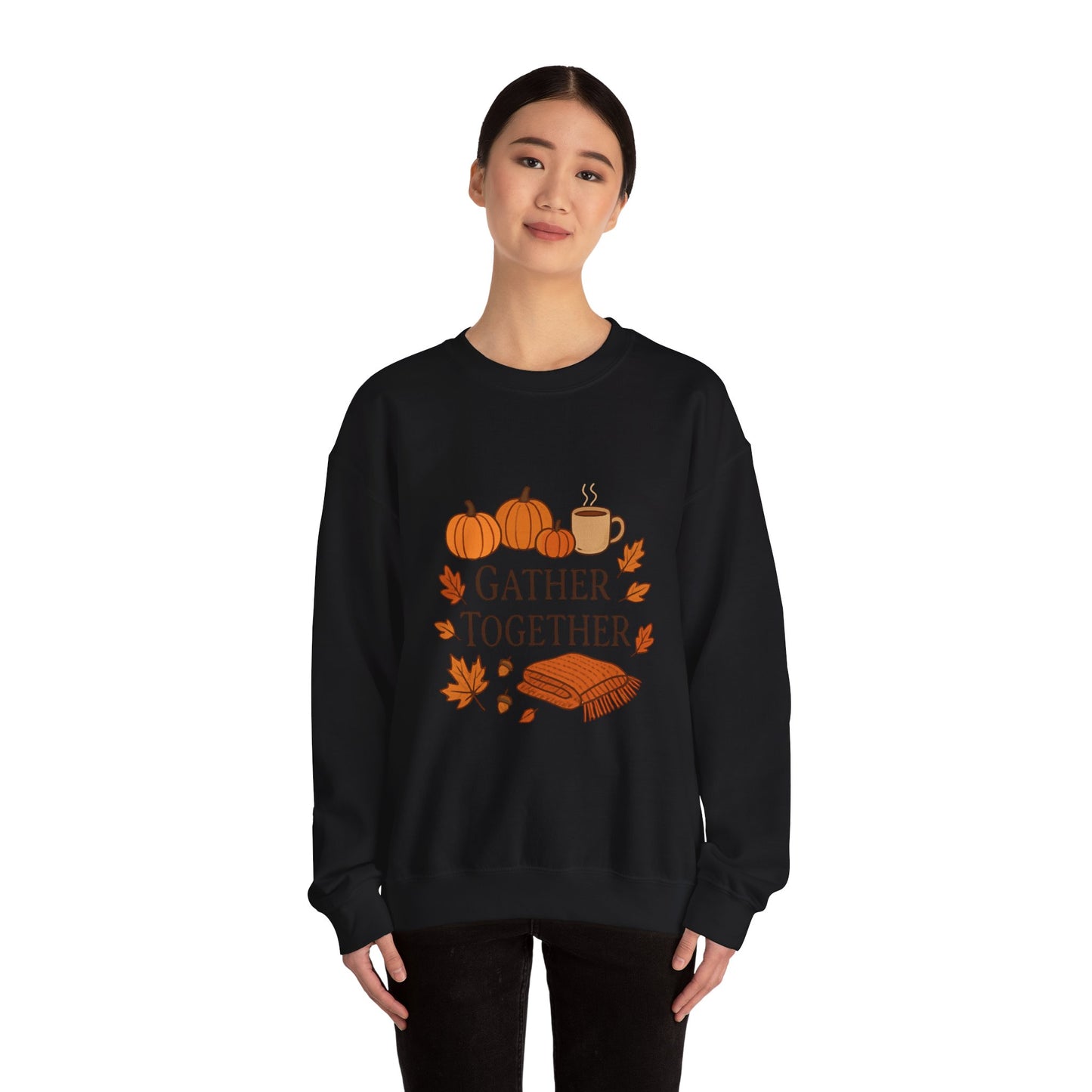 Gather Together Sweatshirt — Cozy Fall Pumpkin & Leaves Crewneck