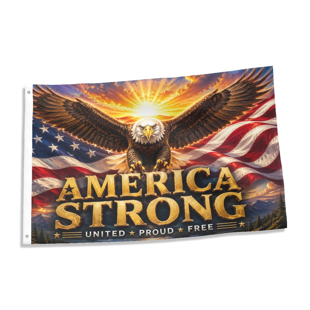 America Strong Patriotic Eagle Flag – Double-Sided Outdoor Decor