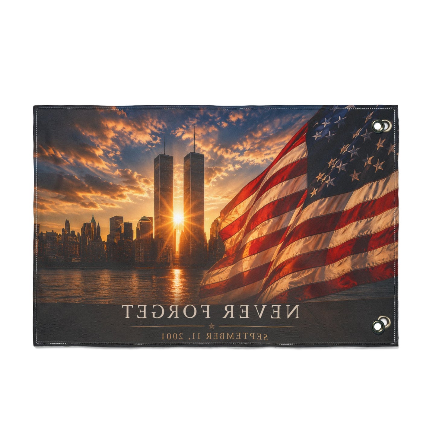 Never Forget September 11 Double-Sided Garden Flag | Twin Towers Memorial | Patriotic Flag