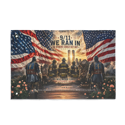 9/11 We Ran In Double-Sided Garden Flag | Never Forget | FDNY Memorial | Patriotic 12x18