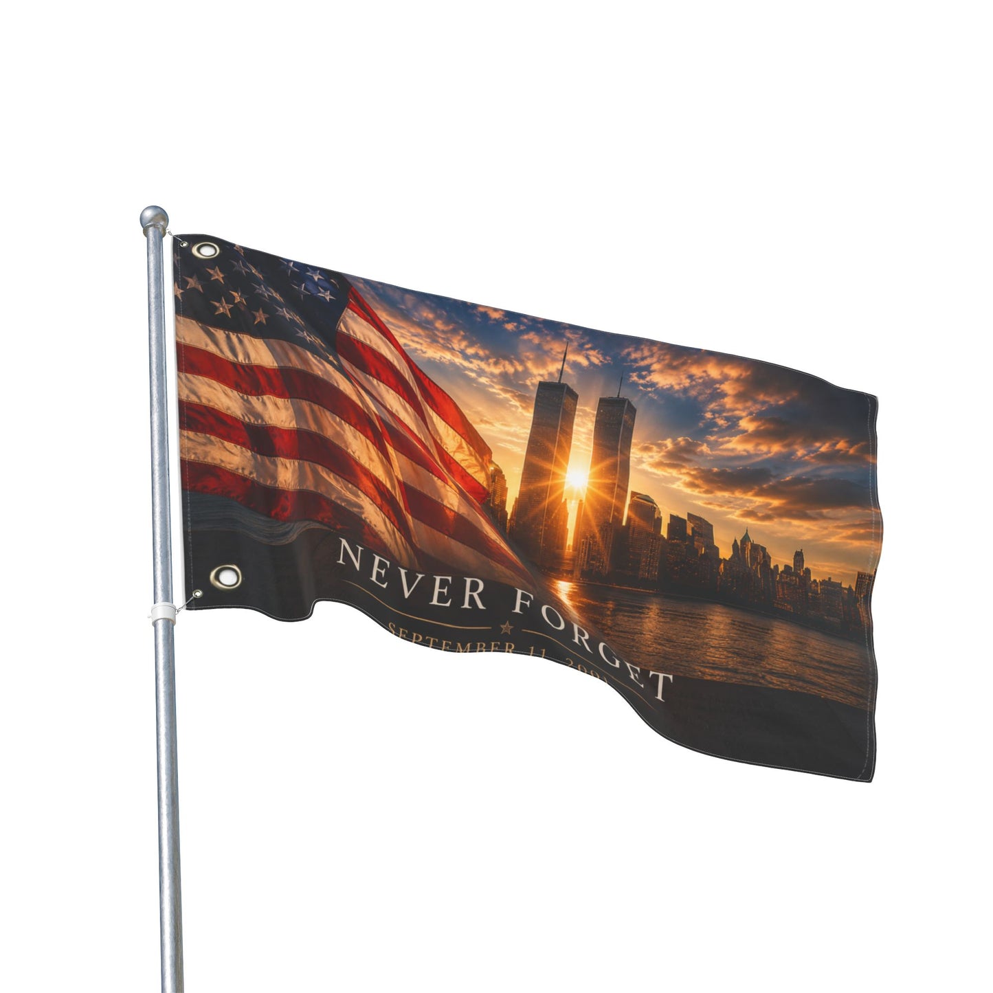 Never Forget September 11 Double-Sided Garden Flag | Twin Towers Memorial | Patriotic Flag