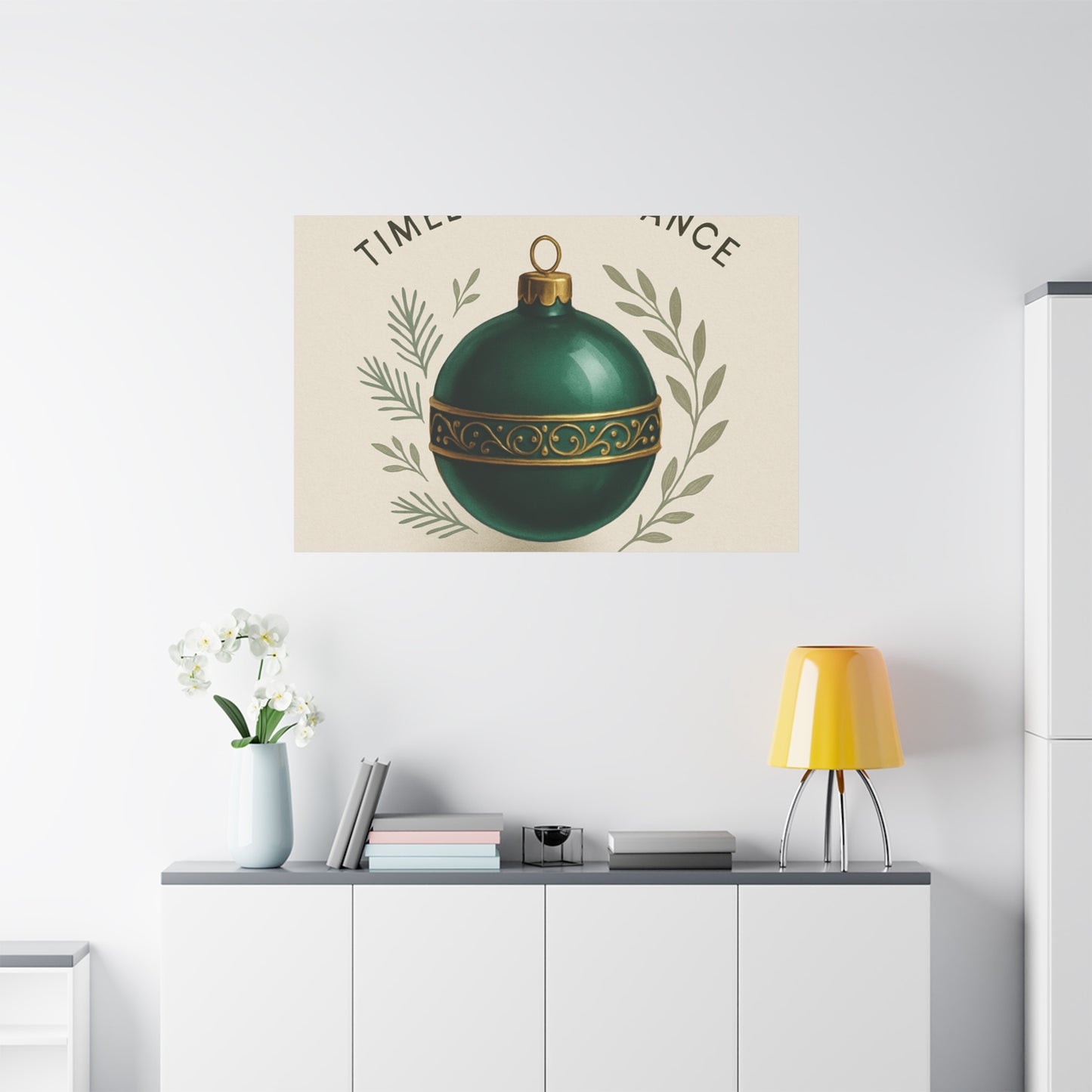 Canvas Wall Art — "Timeless Elegance" Green Ornament Holiday Decor