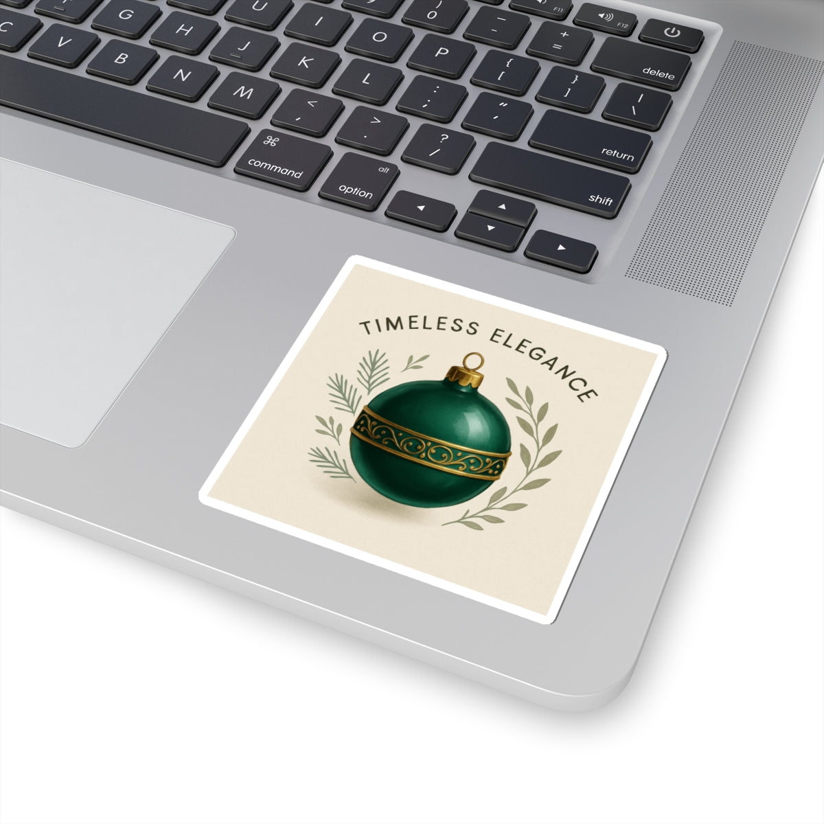 Timeless Elegance Green Ornament Sticker — Holiday Kiss-Cut Sticker