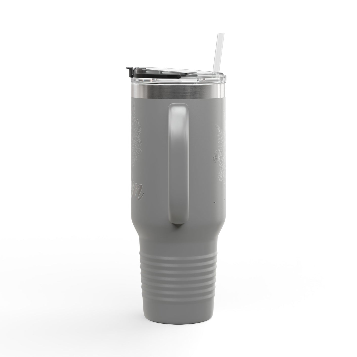 Mom Floral Travel Thumbler — 40oz Insulated Tumbler with Handle