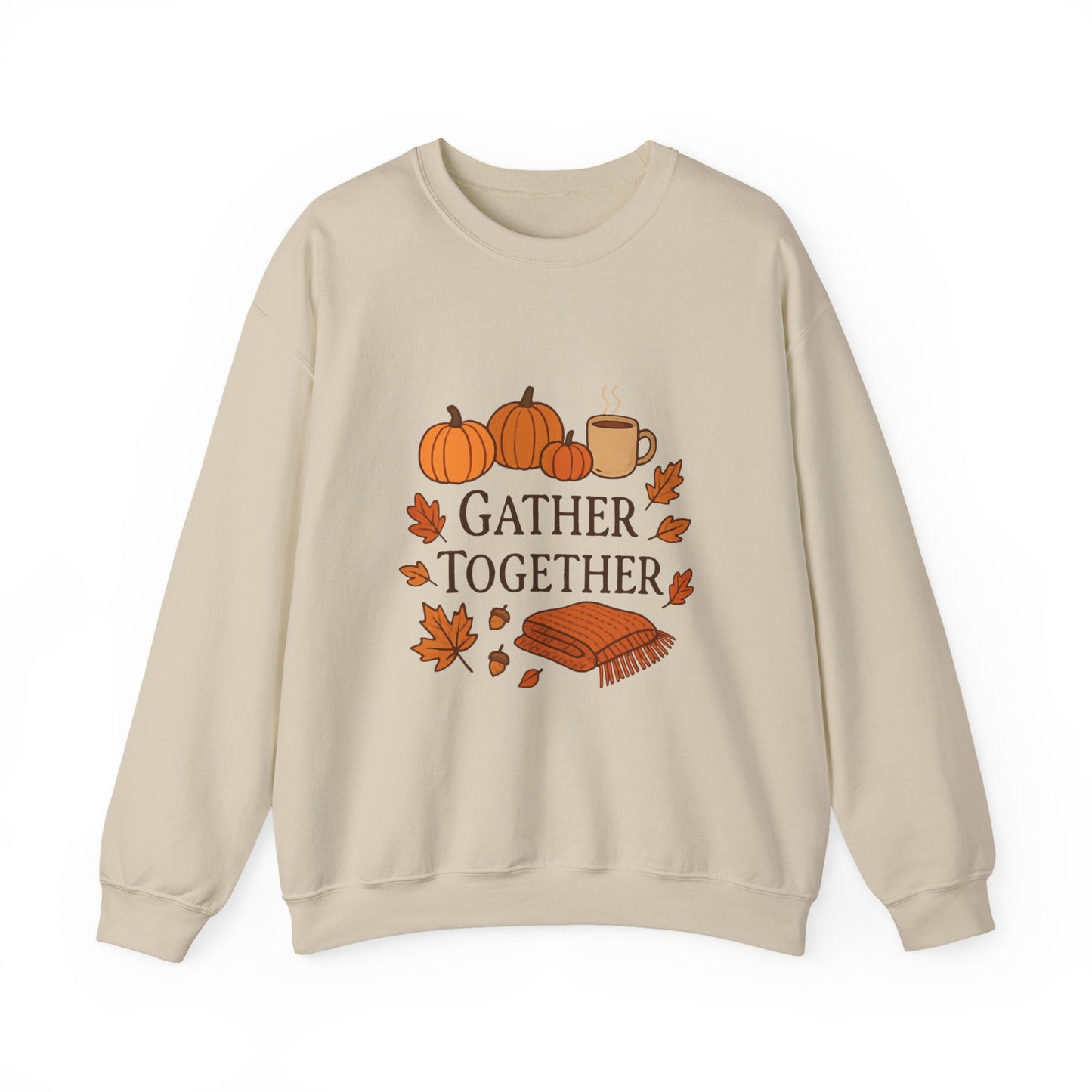 Gather Together Sweatshirt — Cozy Fall Pumpkin & Leaves Crewneck