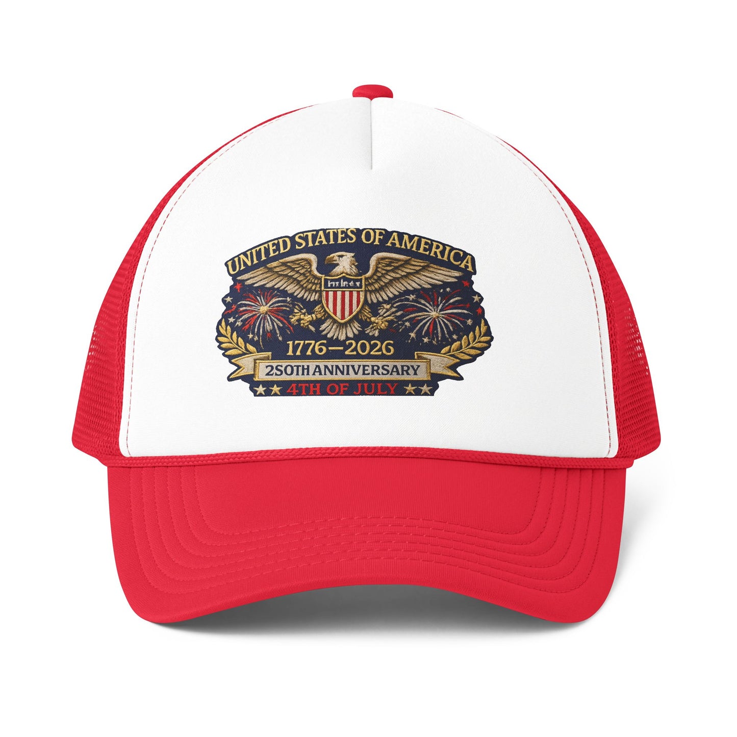 America 250th Anniversary 4th of July Patriotic Trucker Hat | USA Eagle Cap