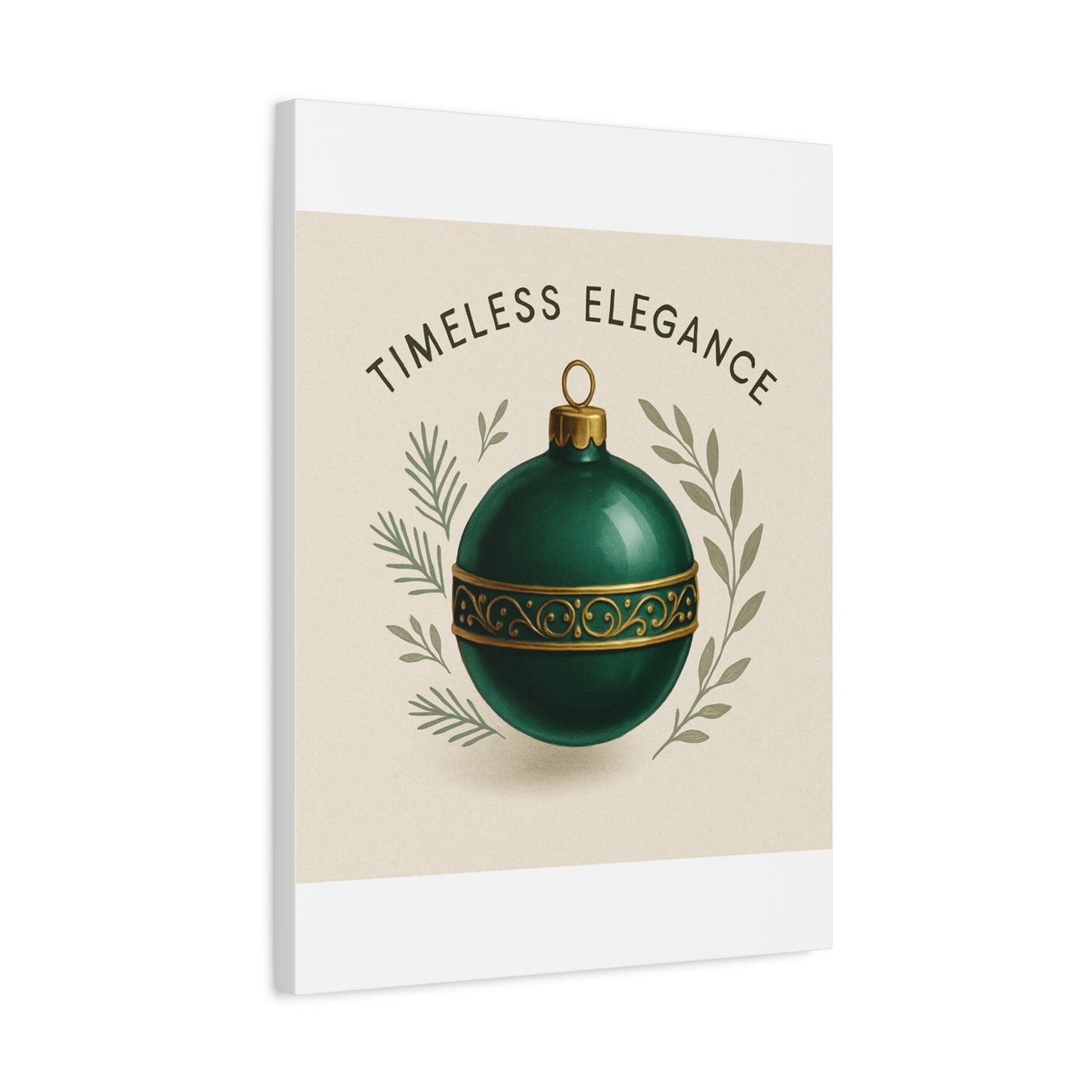 Canvas Wall Art — "Timeless Elegance" Green Ornament Holiday Decor