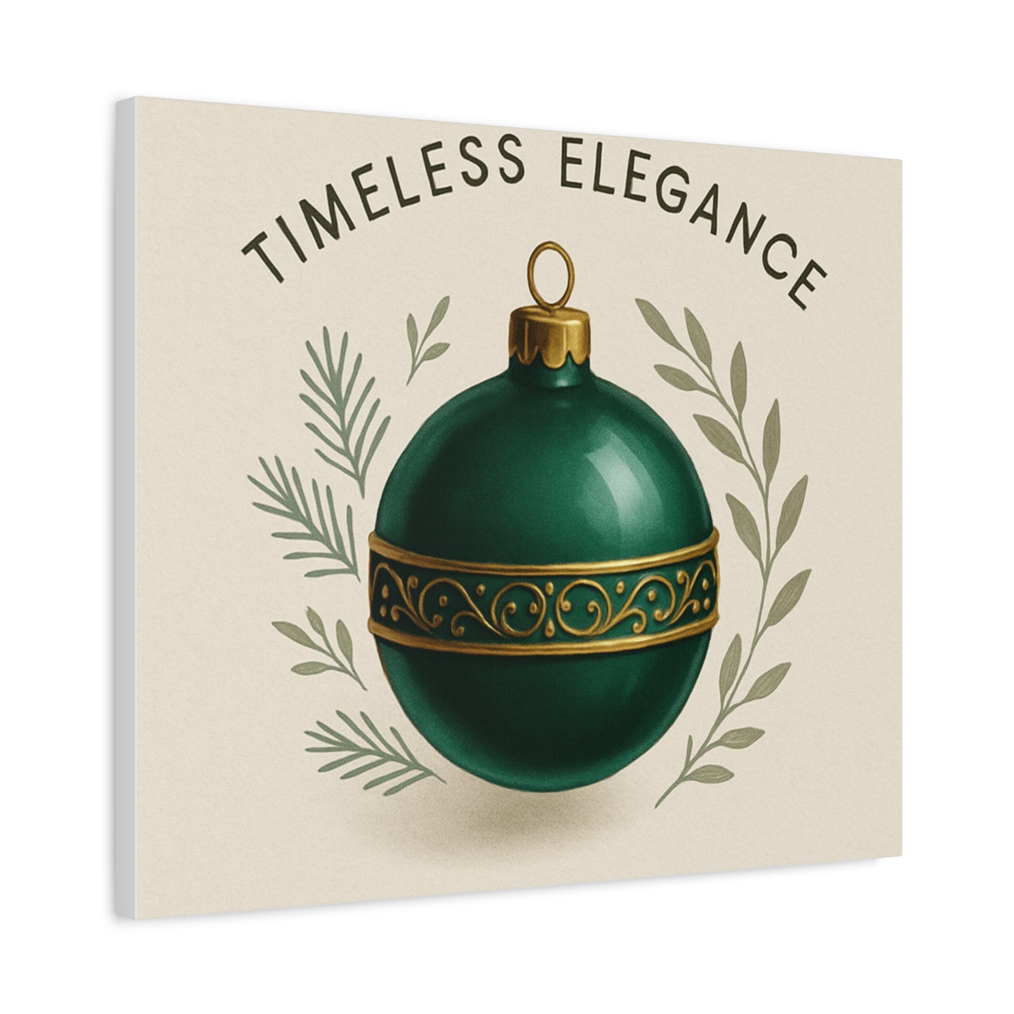 Canvas Wall Art — "Timeless Elegance" Green Ornament Holiday Decor