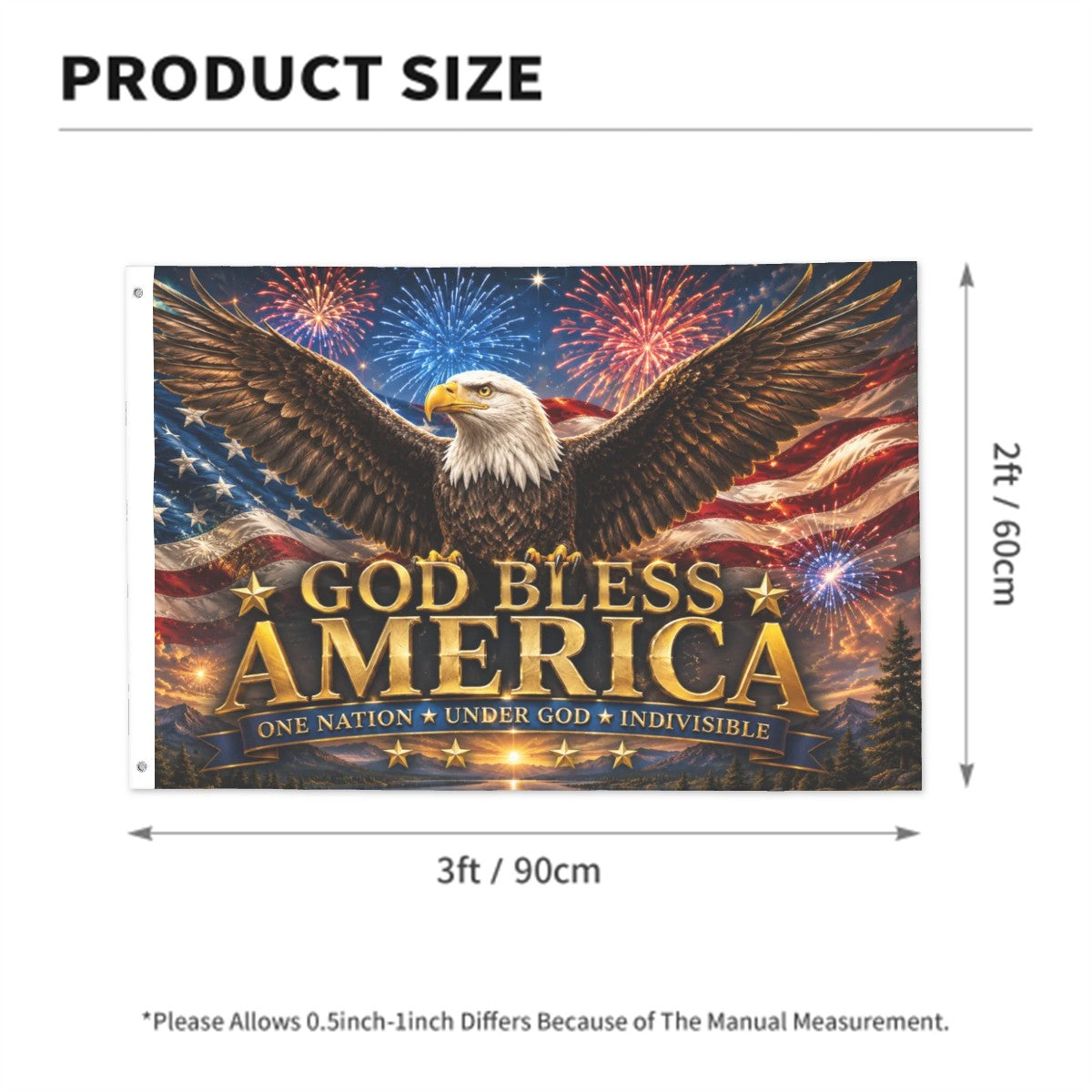 God Bless America Double-Sided Patriotic Flag | Outdoor Garden & House Flag | American Eagle