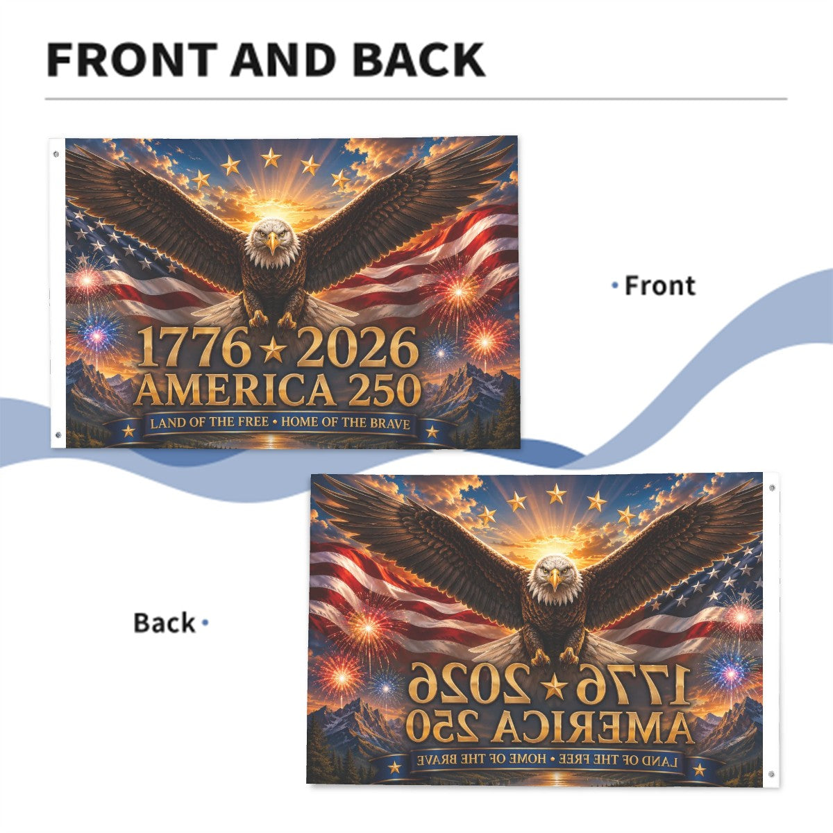 America 250 Double-Sided Patriotic Flag | 1776–2026 Outdoor Garden & House Flag | American Eagle