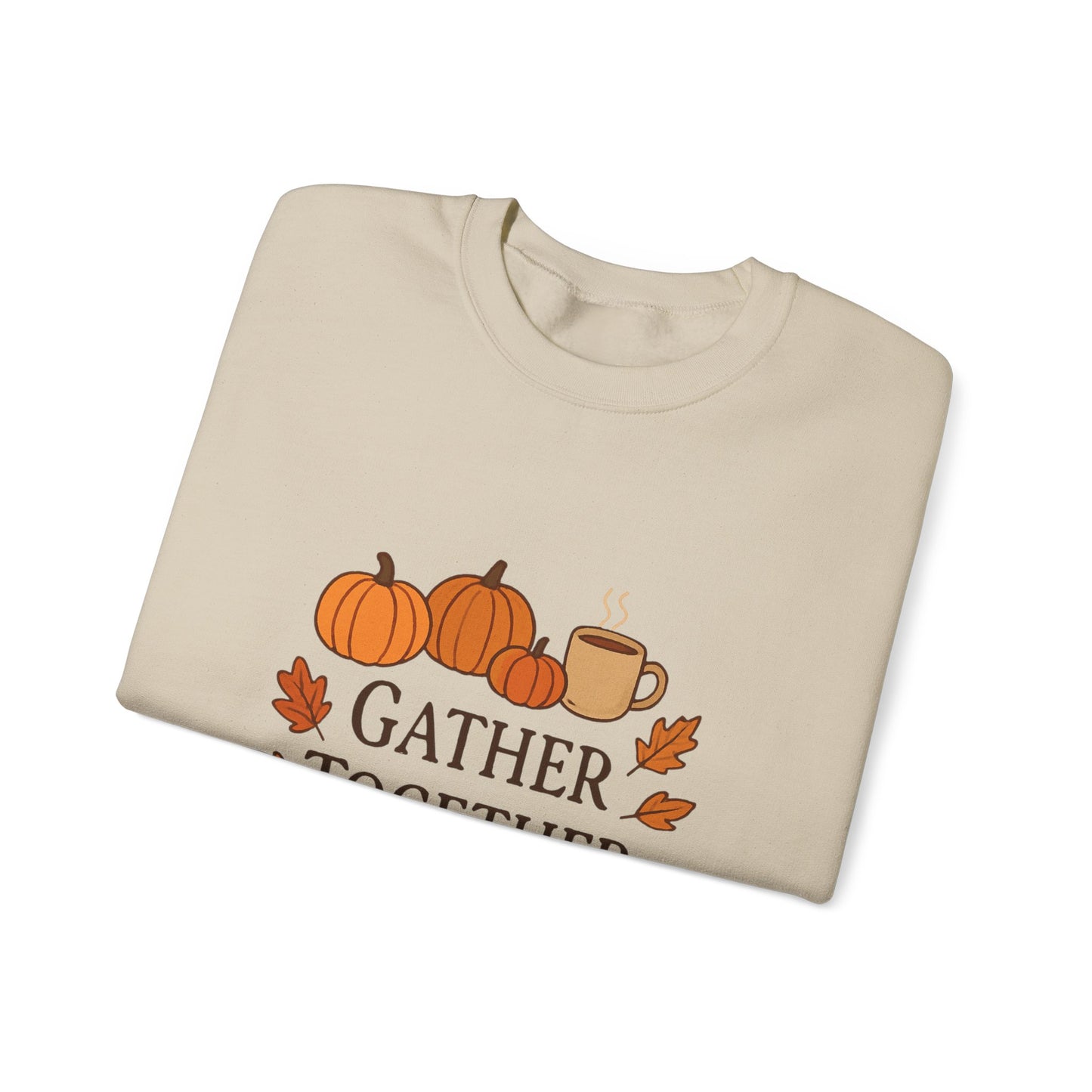 Gather Together Sweatshirt — Cozy Fall Pumpkin & Leaves Crewneck