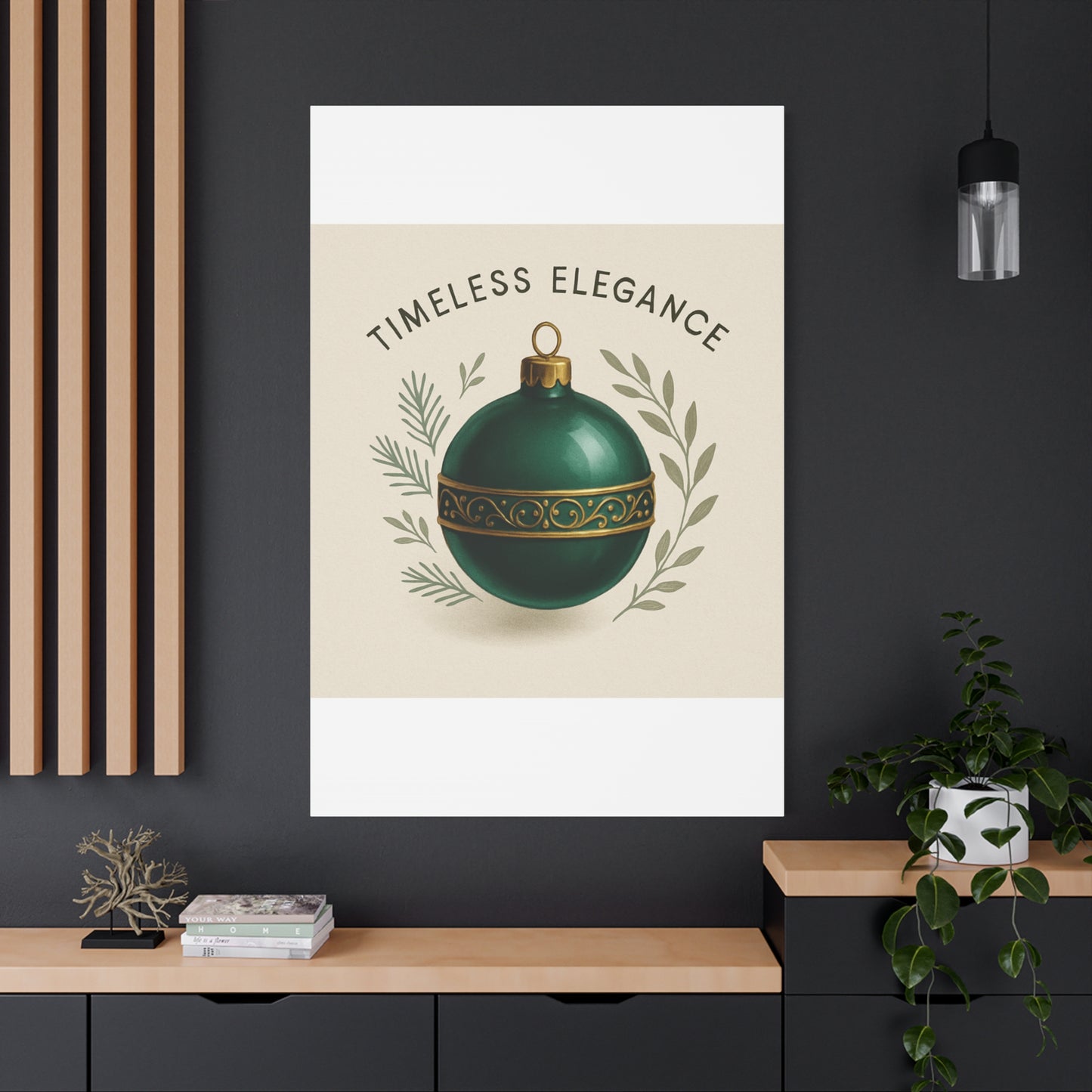 Canvas Wall Art — "Timeless Elegance" Green Ornament Holiday Decor