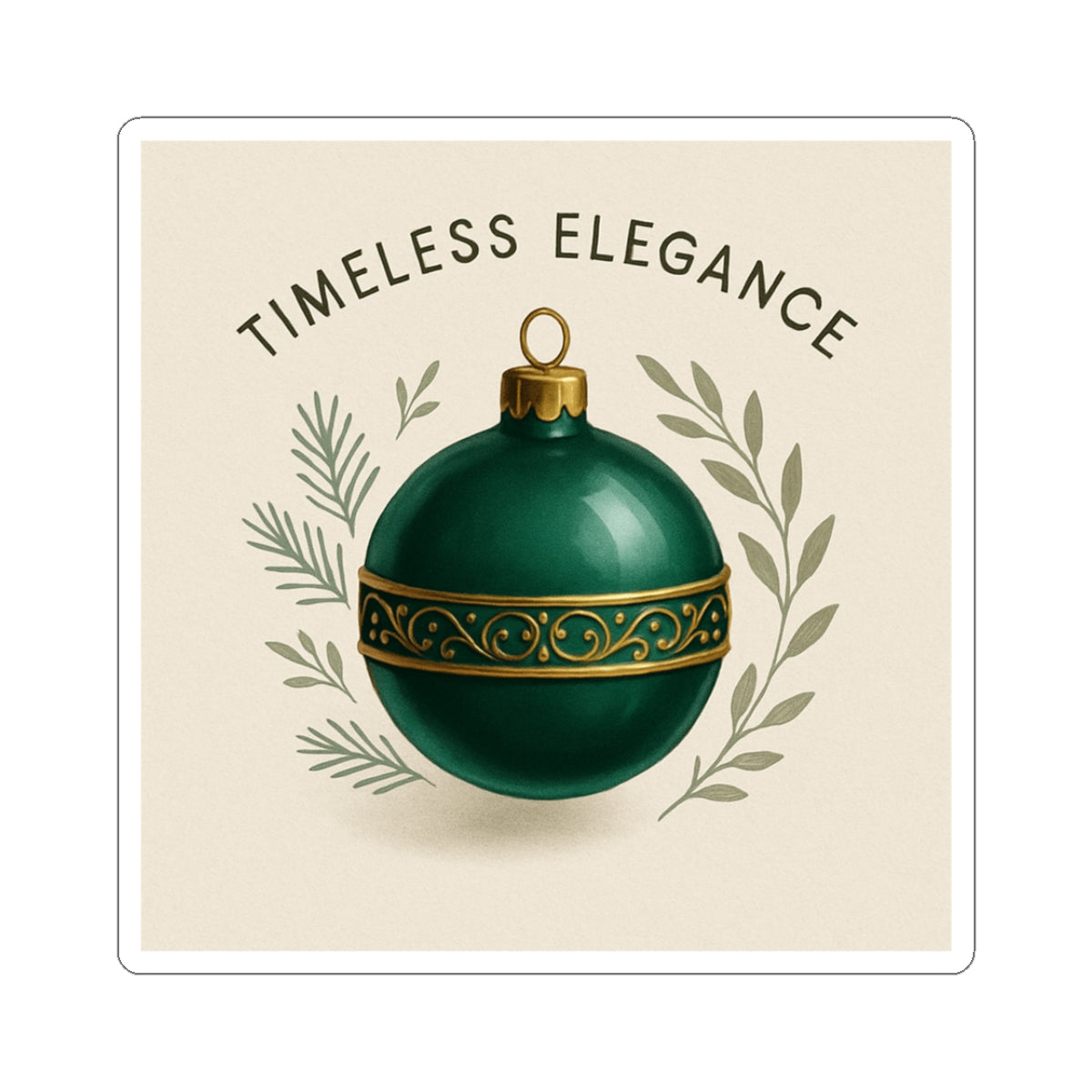 Timeless Elegance Green Ornament Sticker — Holiday Kiss-Cut Sticker