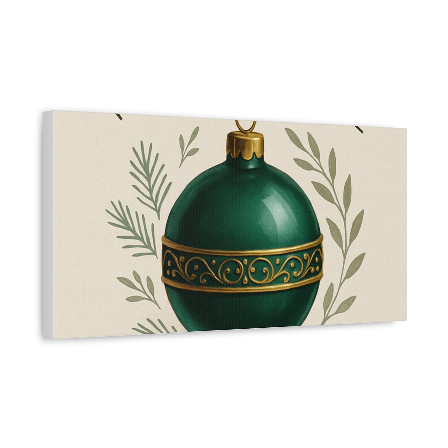 Canvas Wall Art — "Timeless Elegance" Green Ornament Holiday Decor