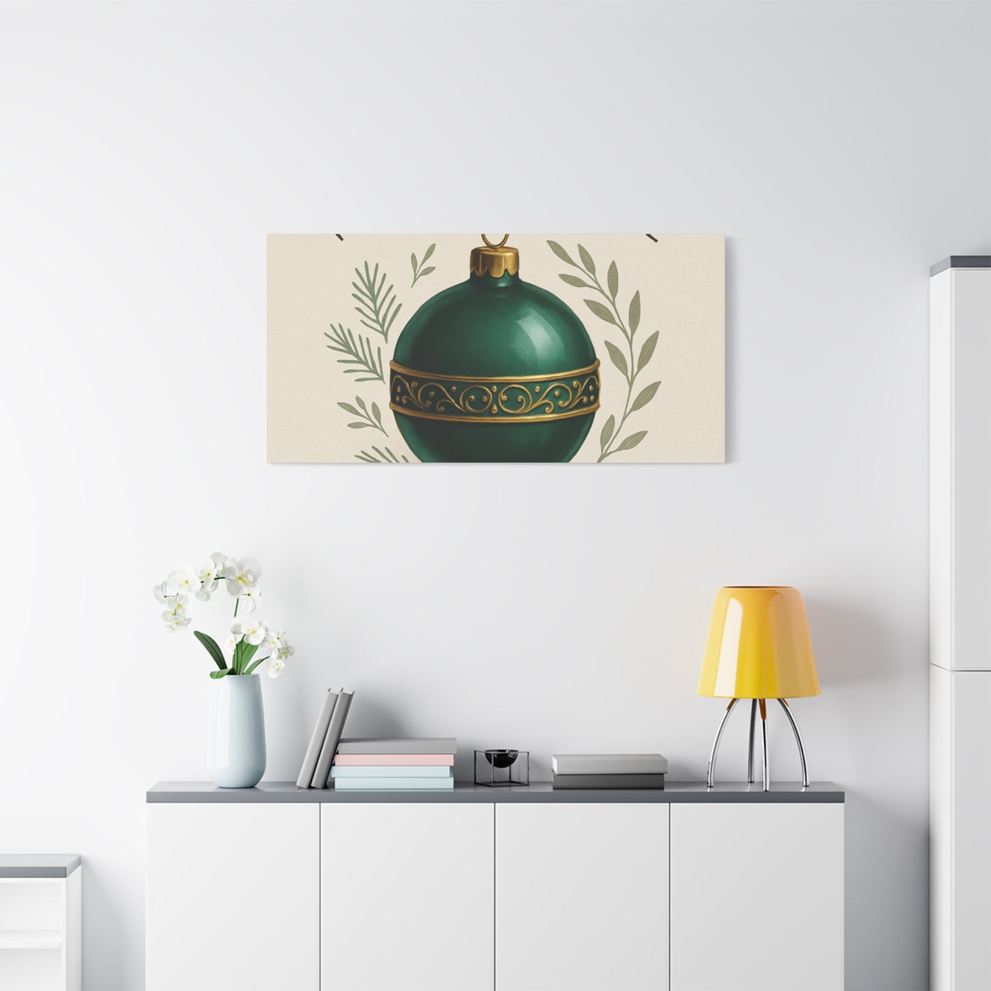 Canvas Wall Art — "Timeless Elegance" Green Ornament Holiday Decor