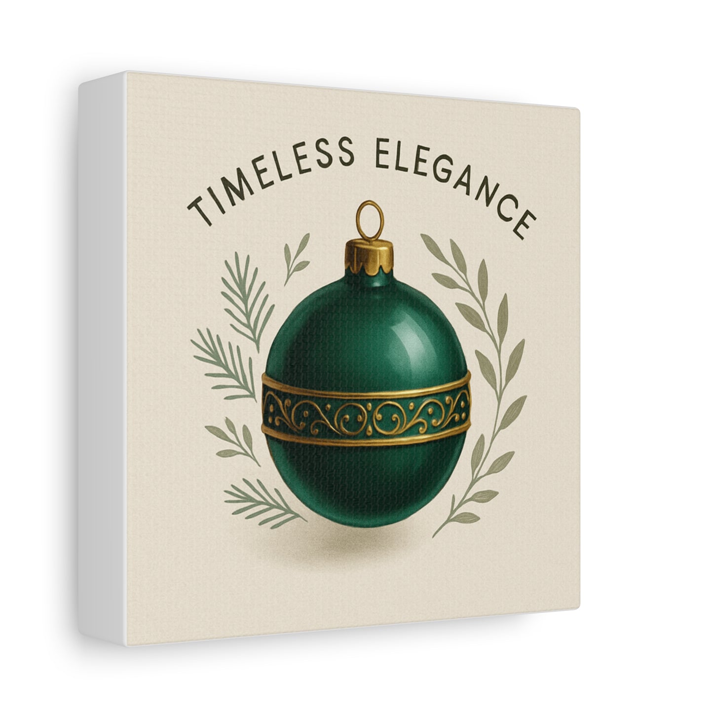 Canvas Wall Art — "Timeless Elegance" Green Ornament Holiday Decor
