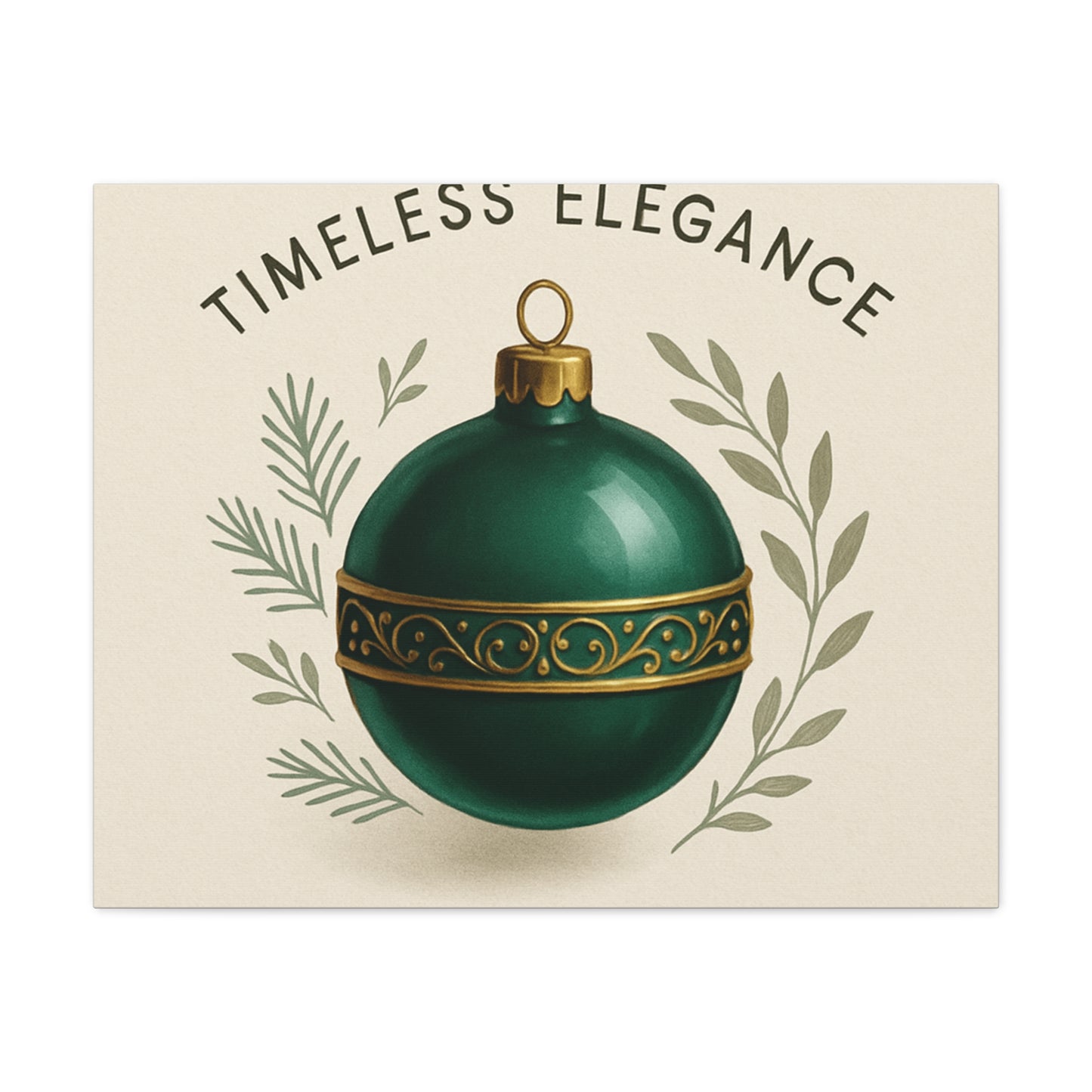Canvas Wall Art — "Timeless Elegance" Green Ornament Holiday Decor