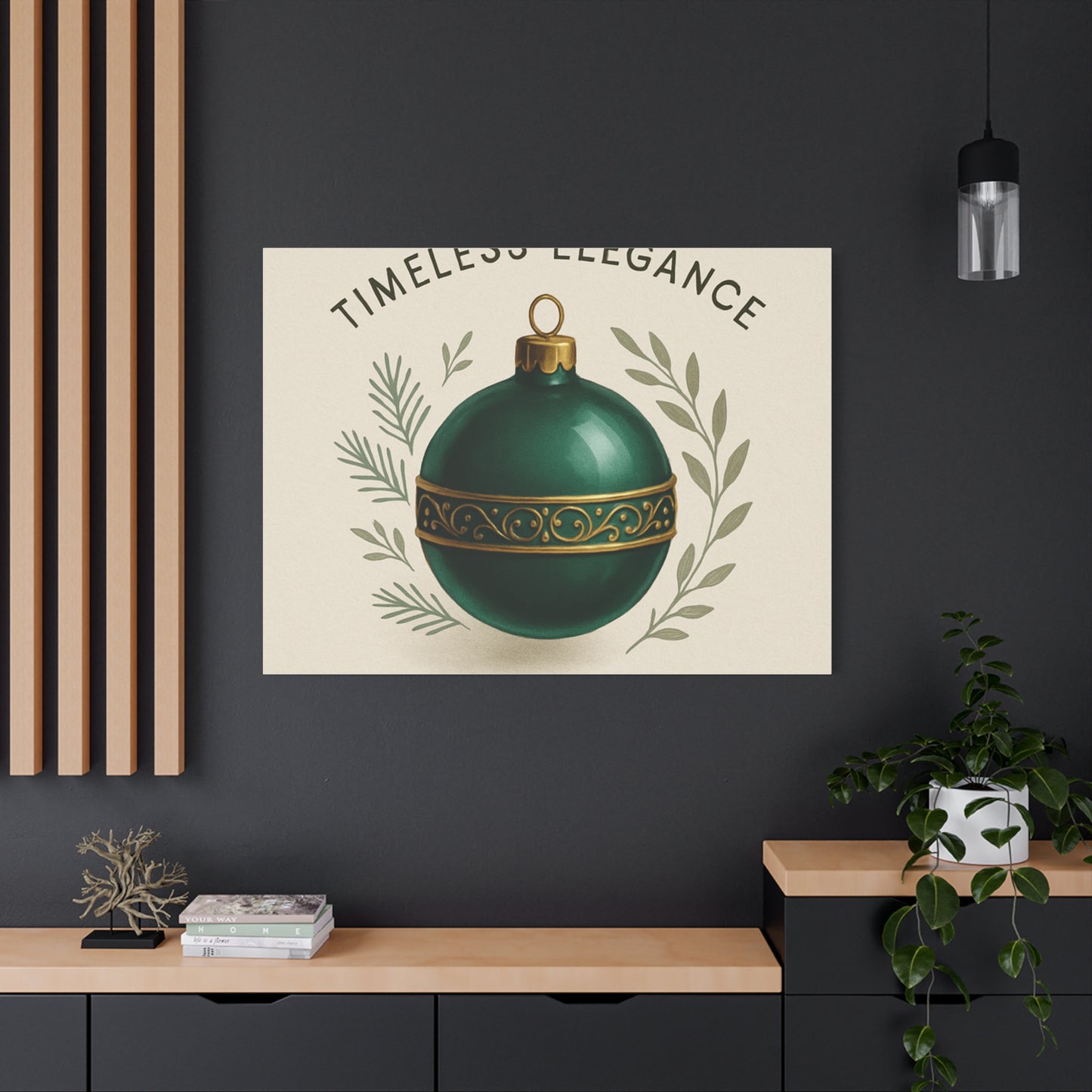 Canvas Wall Art — "Timeless Elegance" Green Ornament Holiday Decor