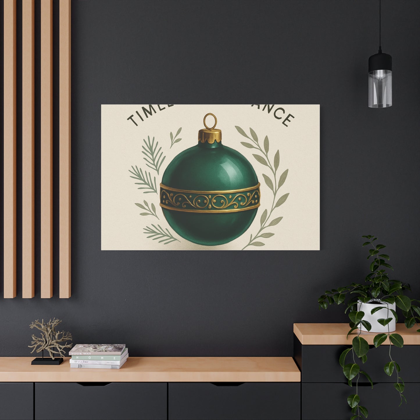 Canvas Wall Art — "Timeless Elegance" Green Ornament Holiday Decor
