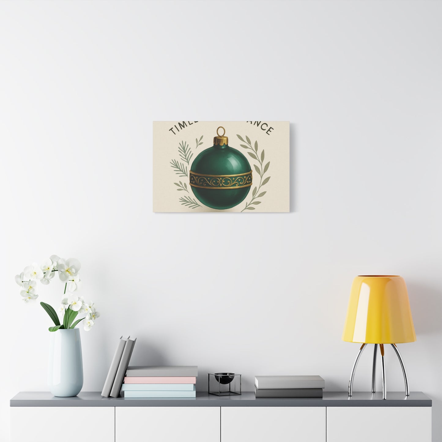 Canvas Wall Art — "Timeless Elegance" Green Ornament Holiday Decor