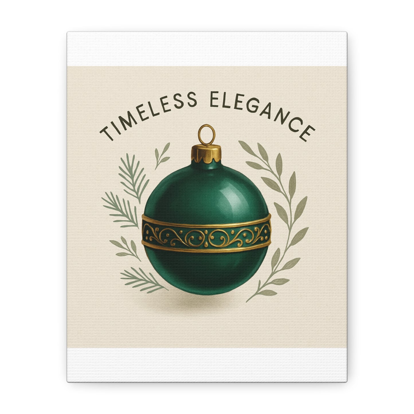 Canvas Wall Art — "Timeless Elegance" Green Ornament Holiday Decor