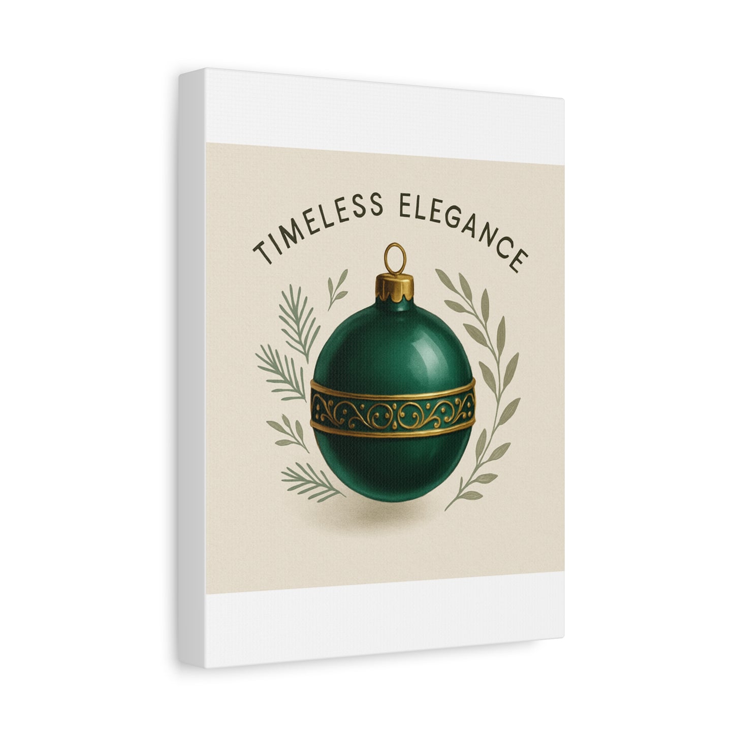 Canvas Wall Art — "Timeless Elegance" Green Ornament Holiday Decor