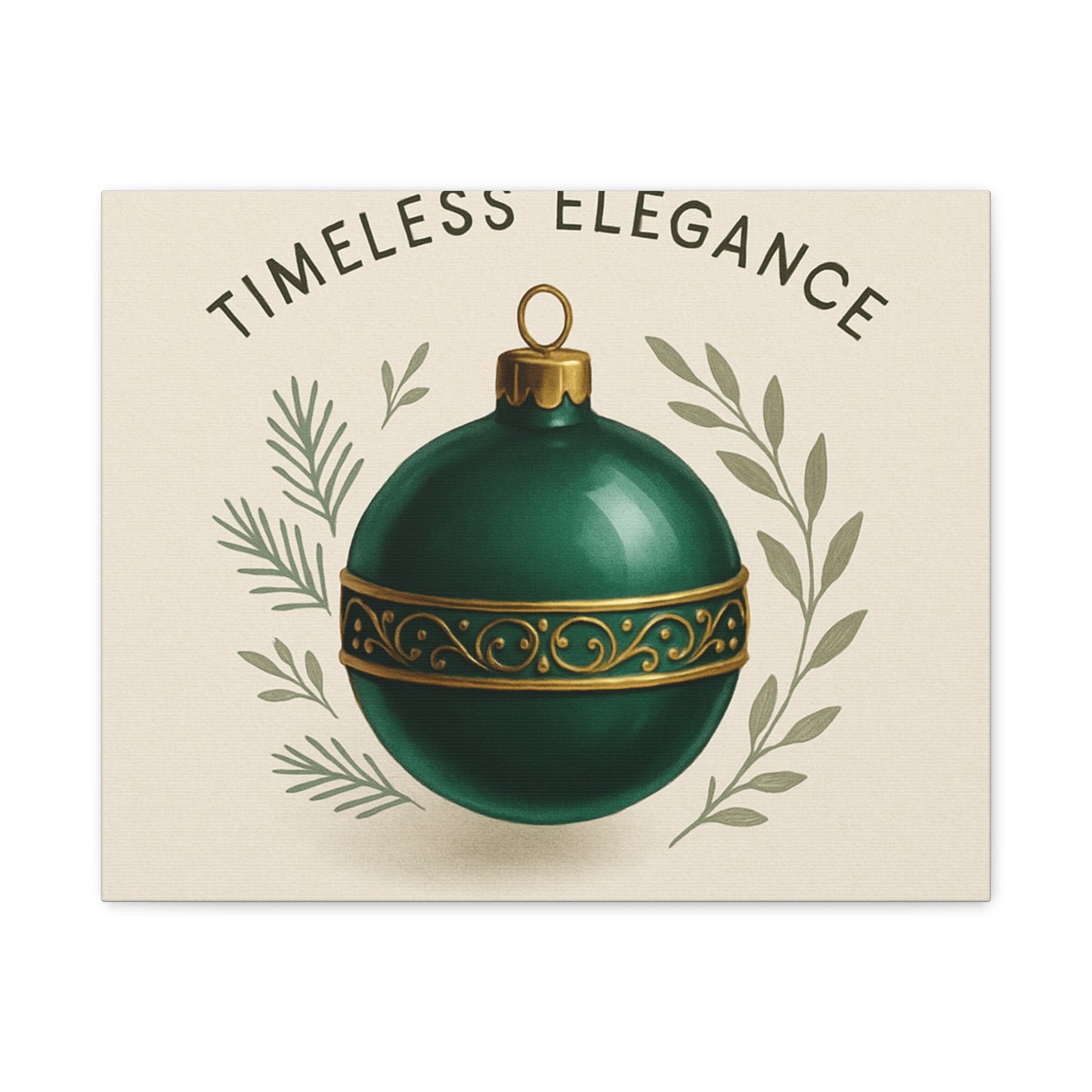 Canvas Wall Art — "Timeless Elegance" Green Ornament Holiday Decor