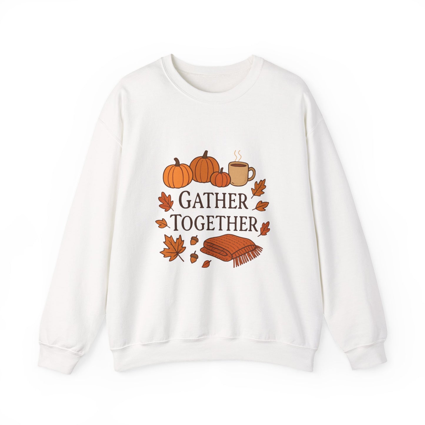 Gather Together Sweatshirt — Cozy Fall Pumpkin & Leaves Crewneck