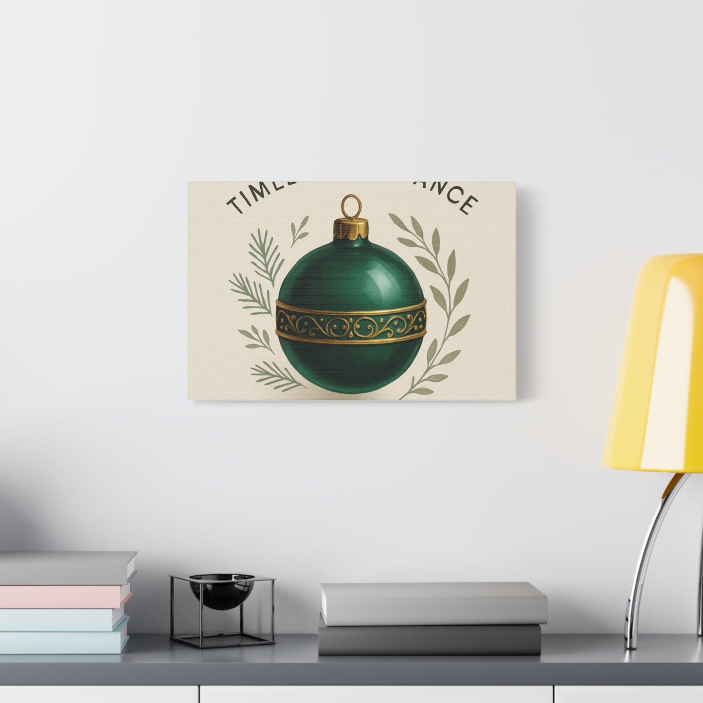 Canvas Wall Art — "Timeless Elegance" Green Ornament Holiday Decor