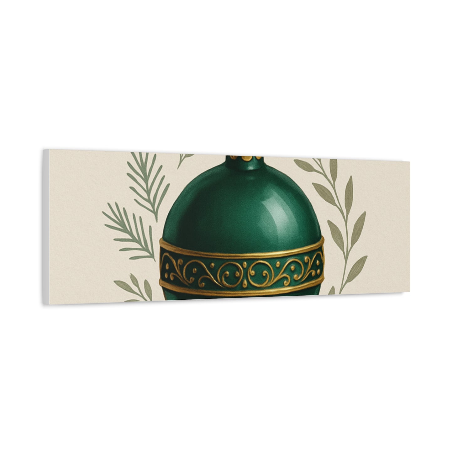 Canvas Wall Art — "Timeless Elegance" Green Ornament Holiday Decor