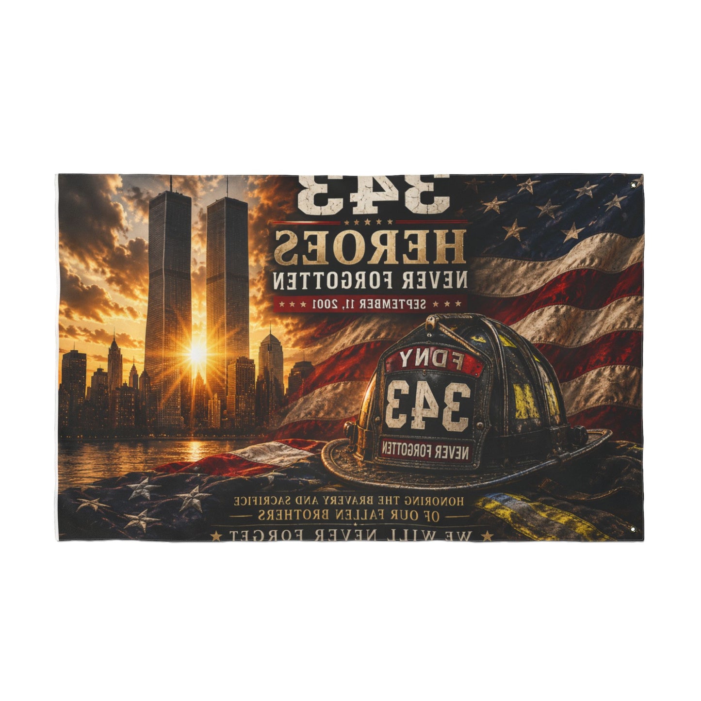 343 Heroes Never Forgotten Double-Sided Garden Flag | FDNY Memorial | 9/11 Tribute
