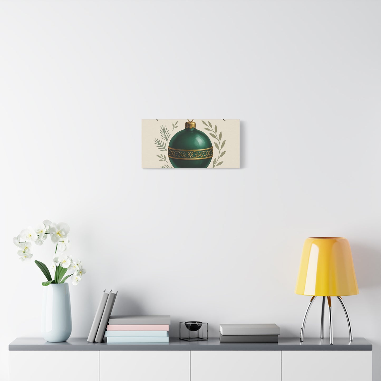 Canvas Wall Art — "Timeless Elegance" Green Ornament Holiday Decor