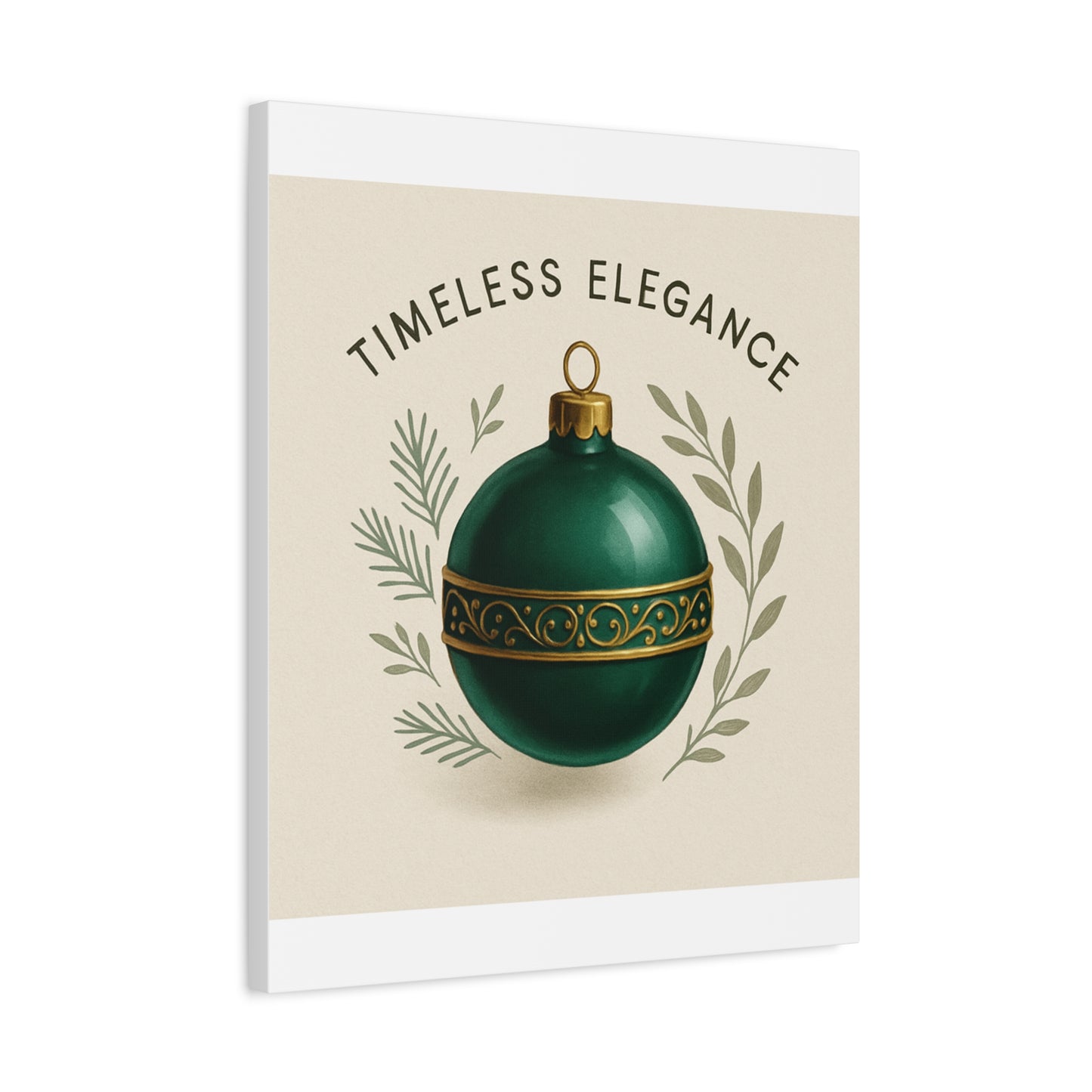 Canvas Wall Art — "Timeless Elegance" Green Ornament Holiday Decor