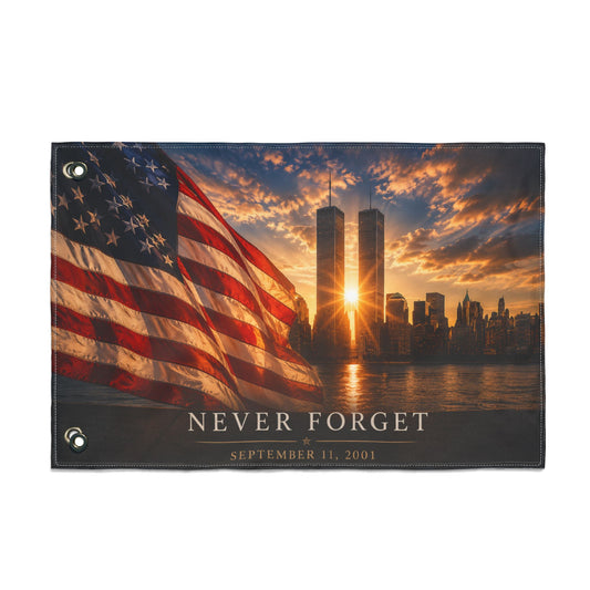 Never Forget September 11 Double-Sided Garden Flag | Twin Towers Memorial | Patriotic Flag
