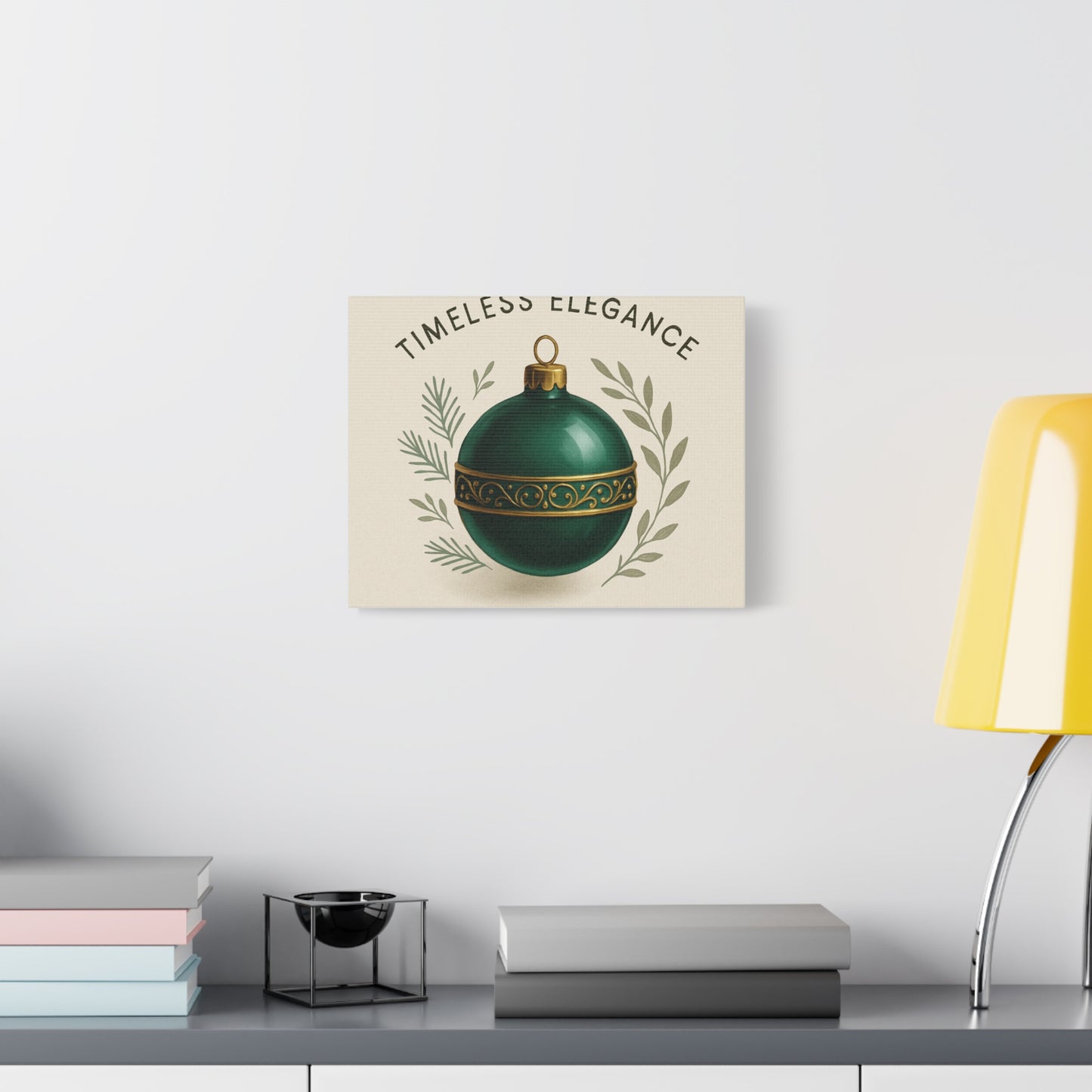 Canvas Wall Art — "Timeless Elegance" Green Ornament Holiday Decor