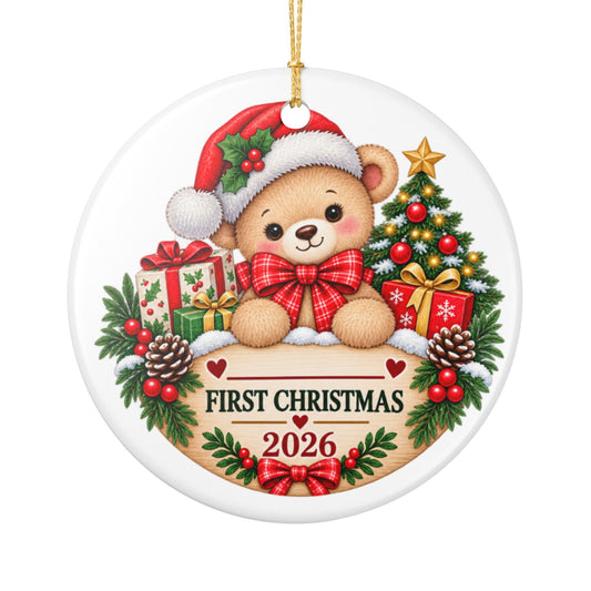 Personalized Baby’s First Christmas Ornament 2026, Custom Name Ceramic Christmas Ornament, New Baby Keepsake Gift
