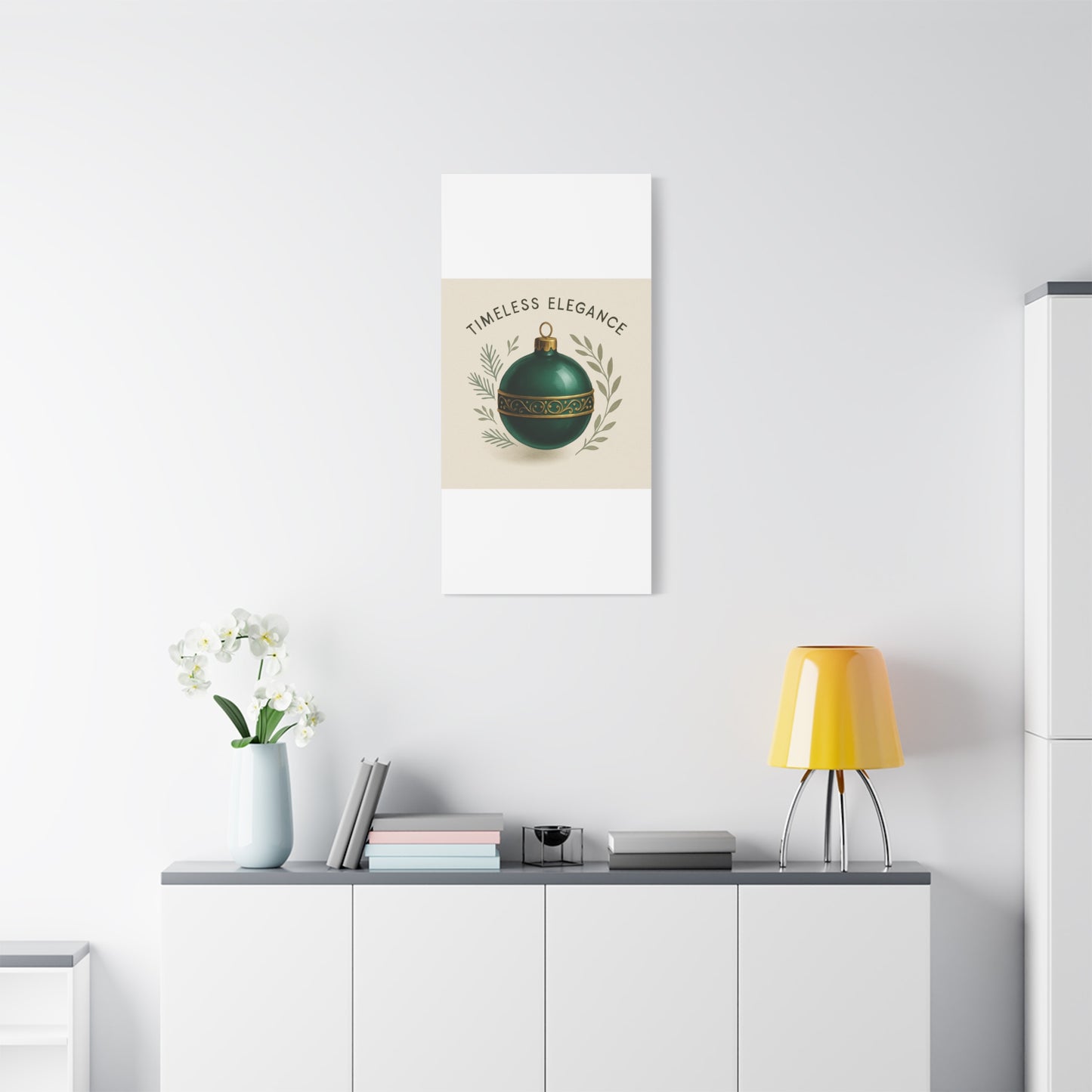Canvas Wall Art — "Timeless Elegance" Green Ornament Holiday Decor