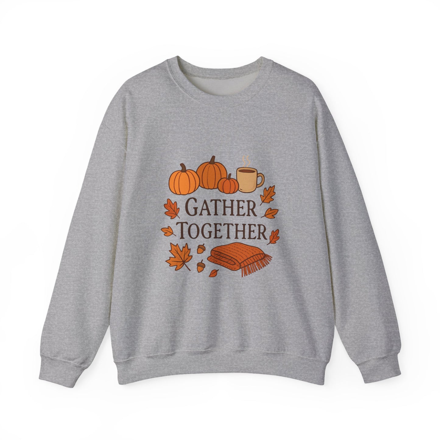 Gather Together Sweatshirt — Cozy Fall Pumpkin & Leaves Crewneck