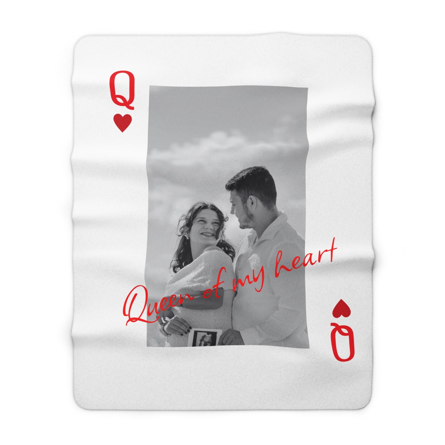 Queen of My Heart Personalized Sherpa Fleece Blanket – Playing Card Design