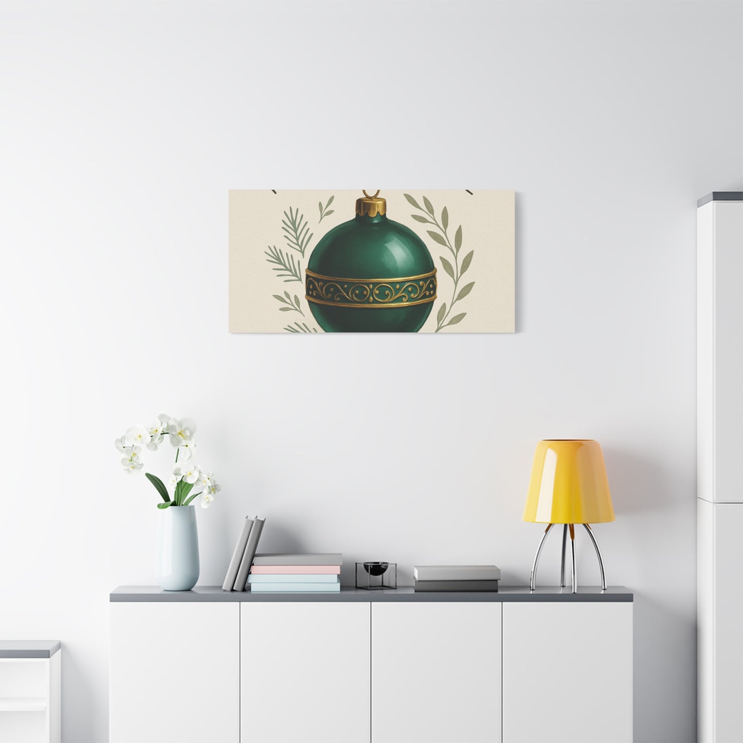 Canvas Wall Art — "Timeless Elegance" Green Ornament Holiday Decor