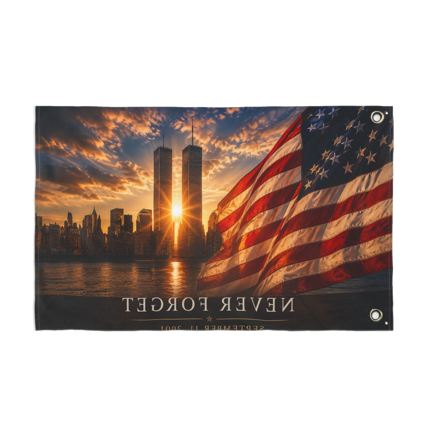 Never Forget September 11 Double-Sided Garden Flag | Twin Towers Memorial | Patriotic Flag